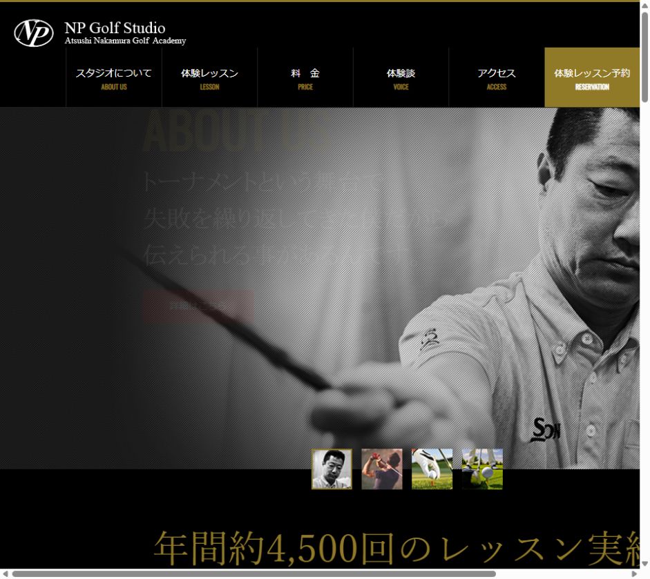NPゴルフスタジオの公式サイト画面