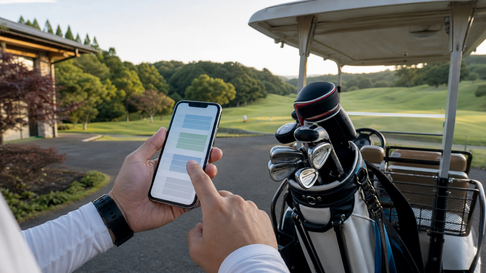 スループレーの予約枠をスマートフォンで確認する様子