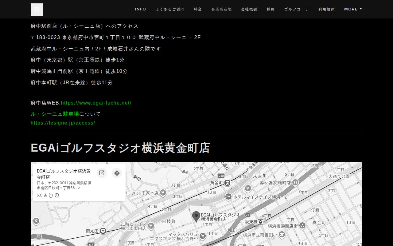 EGAiゴルフスタジオ 横浜黄金町店公式サイトのスクリーンショット