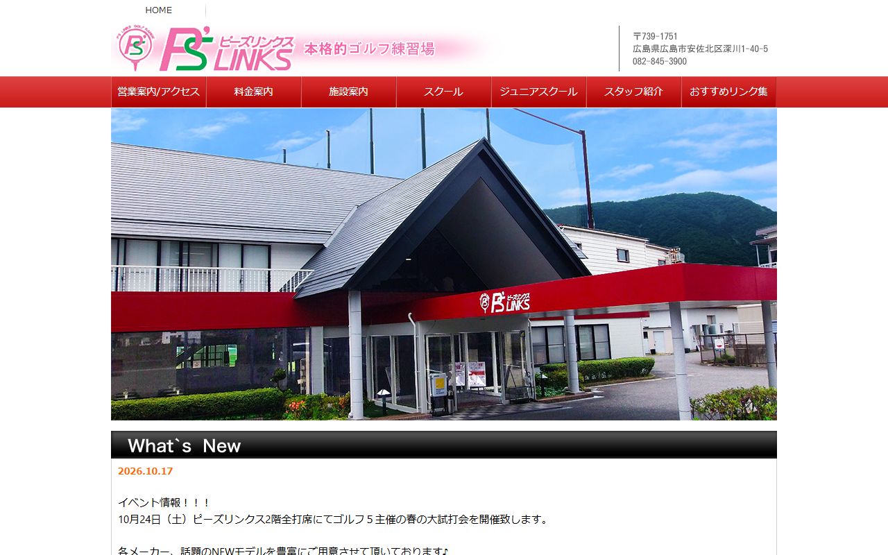 ピーズリンクスの公式サイト画面